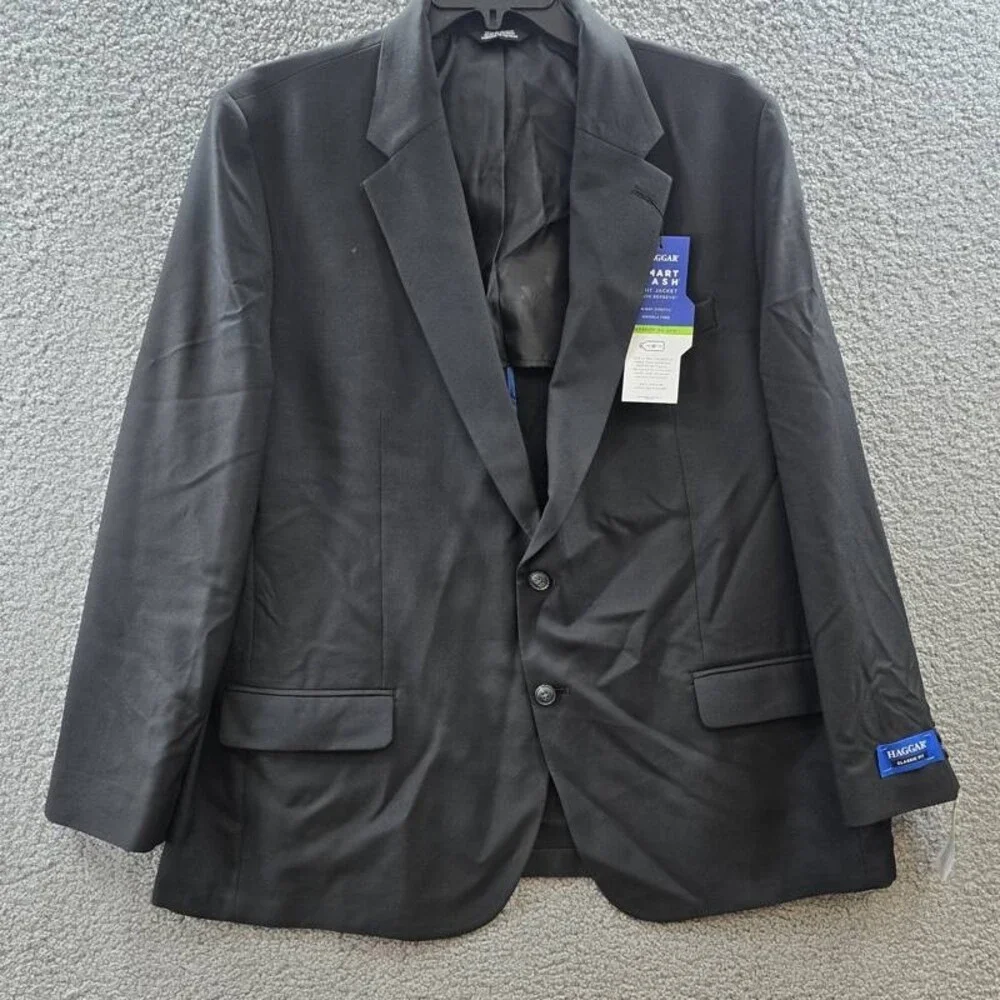 Haggar Smart Wash® Classic Fit Suit Separate Jacket Men's 52R Black Button Front